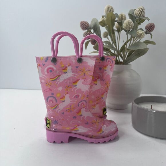 Western Chief Sparkle Unicorn Lighted Waterproof Rain Boots Pink Girls US 5 - Picture 5 of 7